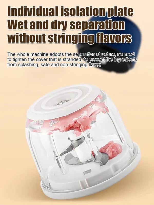 Mini Food Chopper 250ml – USB Rechargeable Vegetable, Garlic & Meat Grinder