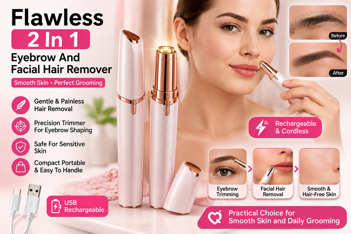 Flawless 2-in-1 Eyebrow & Facial Hair Remover – Rechargeable Precision Trimmer
