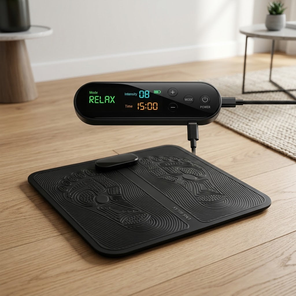 EMS Foot Massager Mat β Electric USB Foot Massage Pad with 9 Intensity Levels & Smart Display