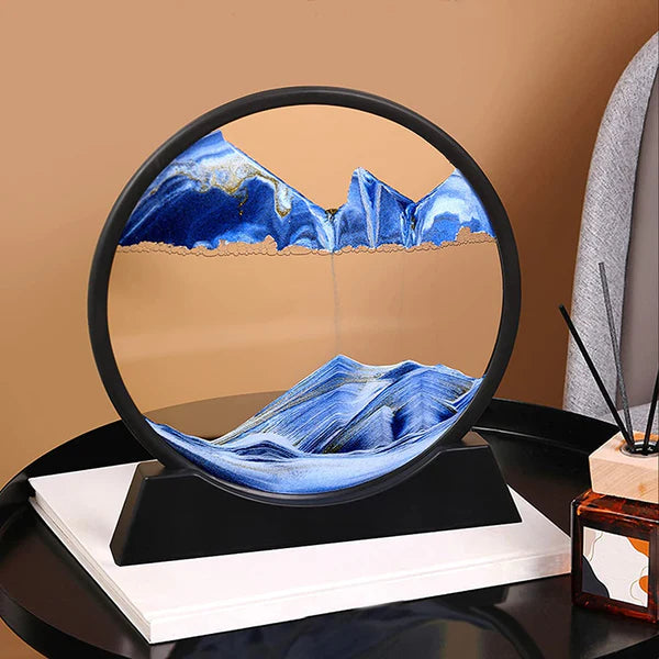 3D Moving Sand Art Lamp – Flowing Sand Painting Desk Decor with Glass Frame, Ambient Home & Office Ornament