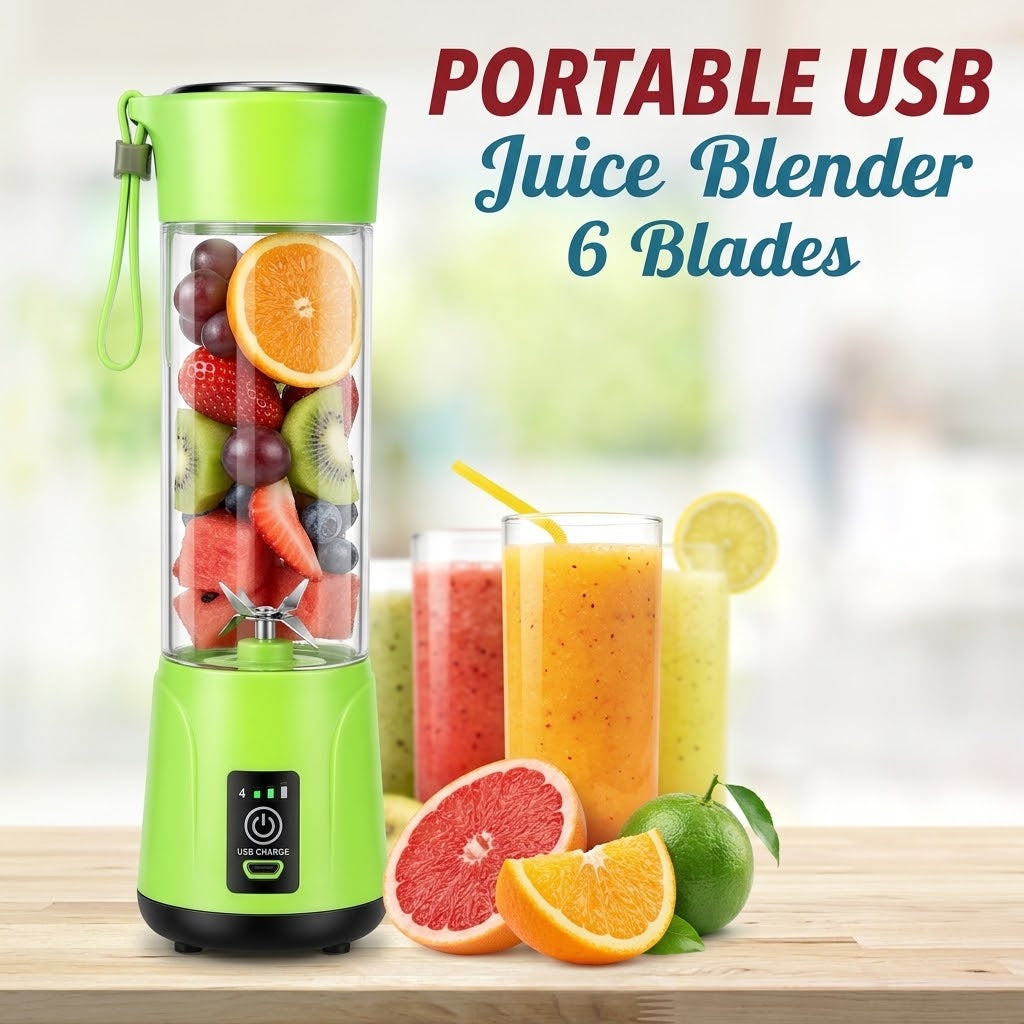 Portable Blender 380ml | Rechargeable USB Personal Smoothie Maker | 6-Blade Juicer Cup for Shakes & Smoothies