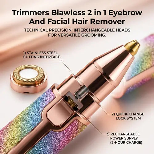 Flawless 2-in-1 Eyebrow & Facial Hair Remover β Rechargeable Precision Trimmer