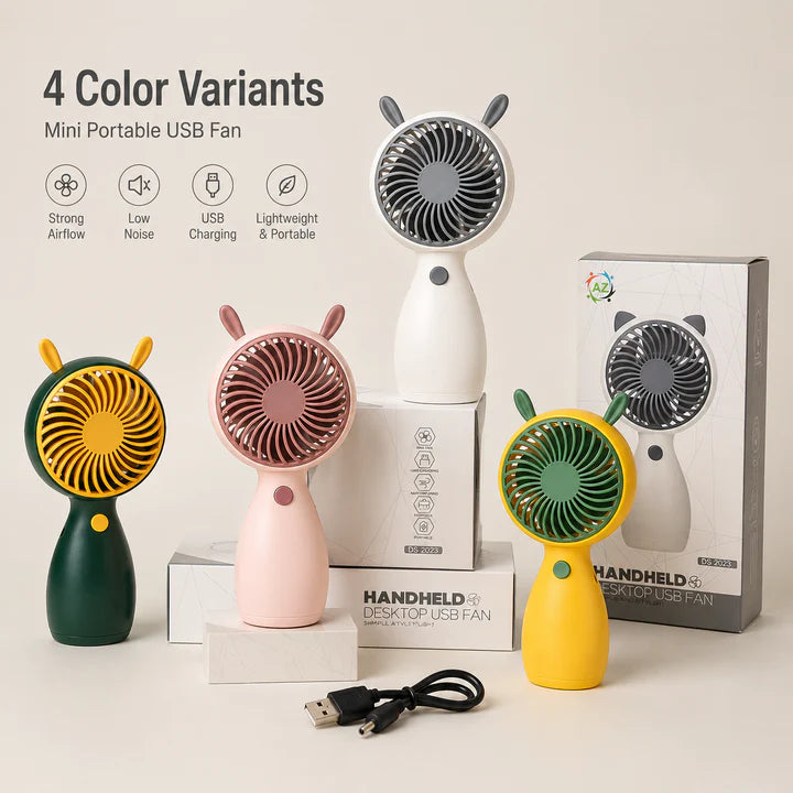Portable Mini Handheld Fan – USB Rechargeable Personal Cooling Fan with Strong Airflow