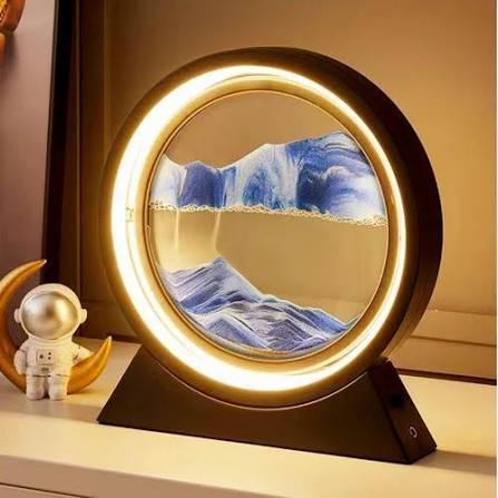 3D Moving Sand Art Lamp – Flowing Sand Painting Desk Decor with Glass Frame, Ambient Home & Office Ornament