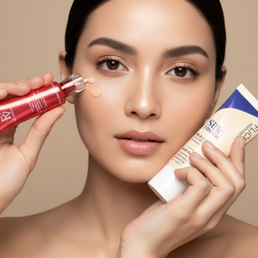 Flicka 2-in-1 Makeup Deal | Primer 60g + Ivory Foundation 30g | Smooth & Long-Lasting Makeup Combo