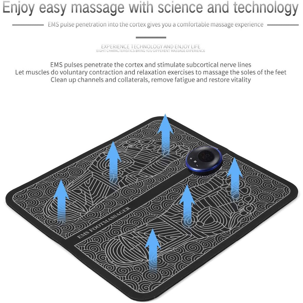 EMS Foot Massager Mat – Electric USB Foot Massage Pad with 9 Intensity Levels & Smart Display