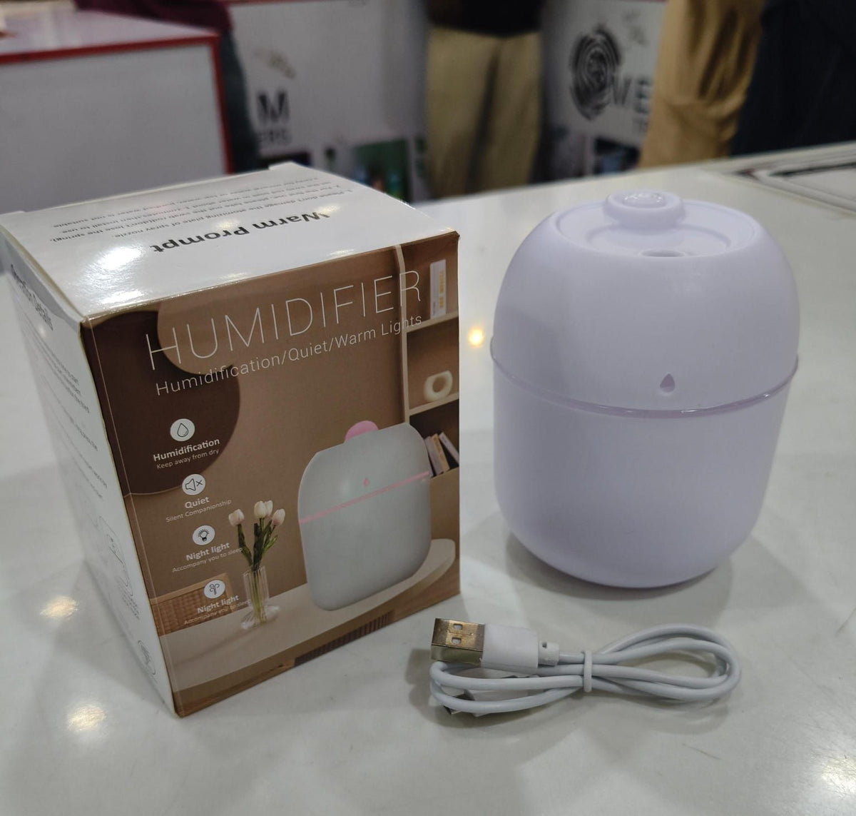Mini USB Air Humidifier – Portable Cool Mist Diffuser with Quiet Operation & Night Light