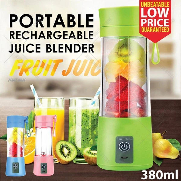 Portable Blender 380ml | Rechargeable USB Personal Smoothie Maker | 6-Blade Juicer Cup for Shakes & Smoothies