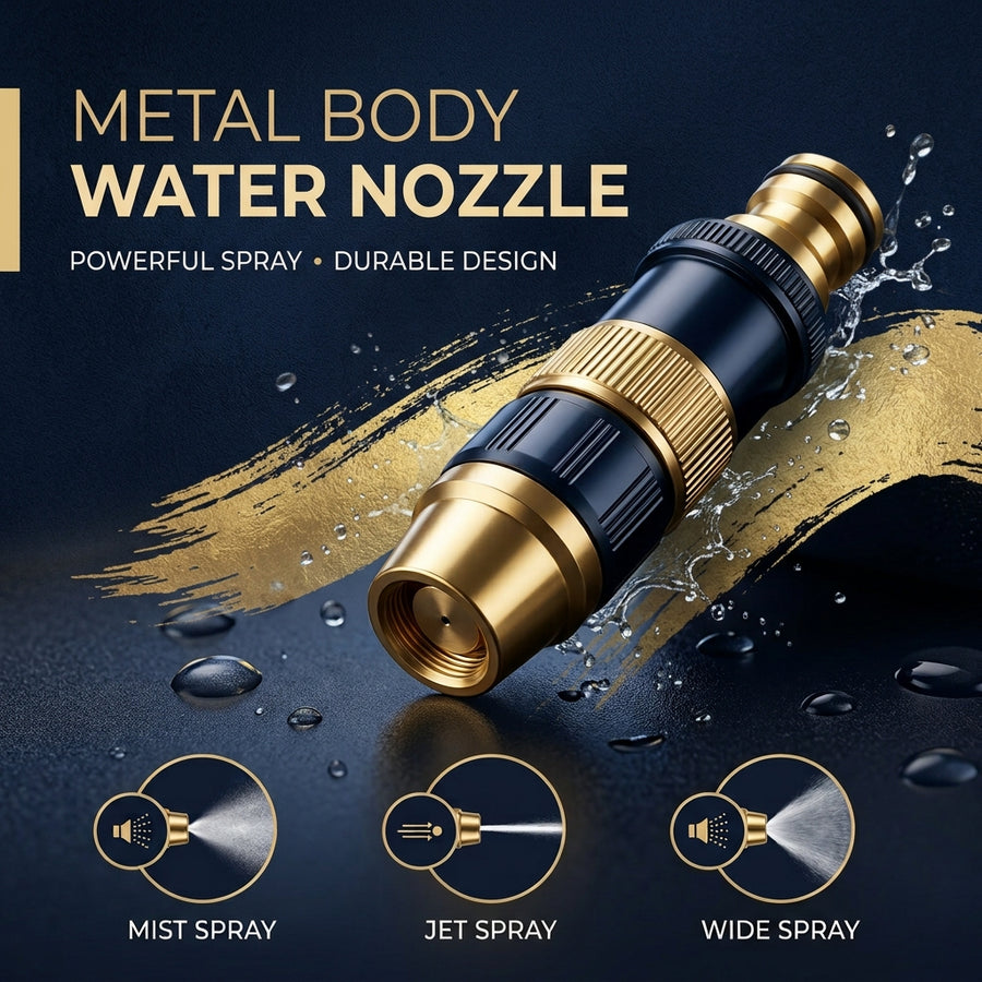 High-Pressure Metal Water Gun Nozzle | Adjustable Brass Hose Sprayer for Car, Bike & Home Cleaning