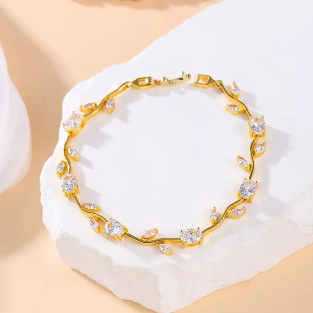Tulip Bracelet for Women | Blue Floral Stainless Steel Bracelet | Golden Base | Elegant Gift