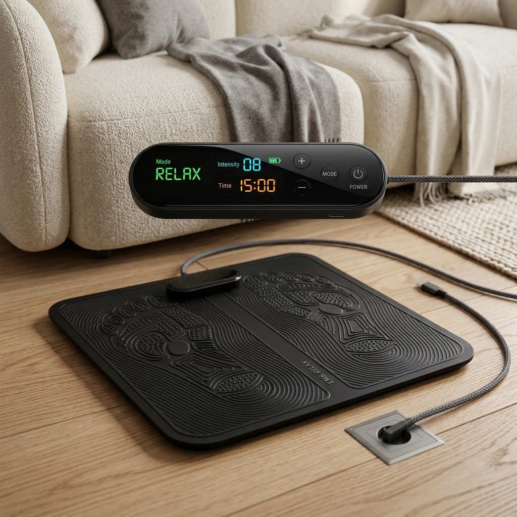 EMS Foot Massager Mat – Electric USB Foot Massage Pad with 9 Intensity Levels & Smart Display