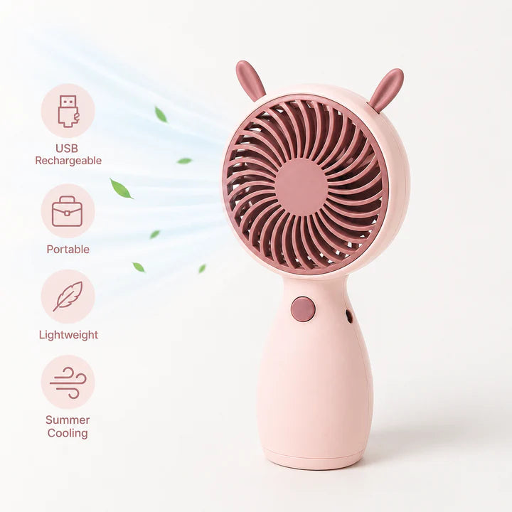 Portable Mini Handheld Fan – USB Rechargeable Personal Cooling Fan with Strong Airflow