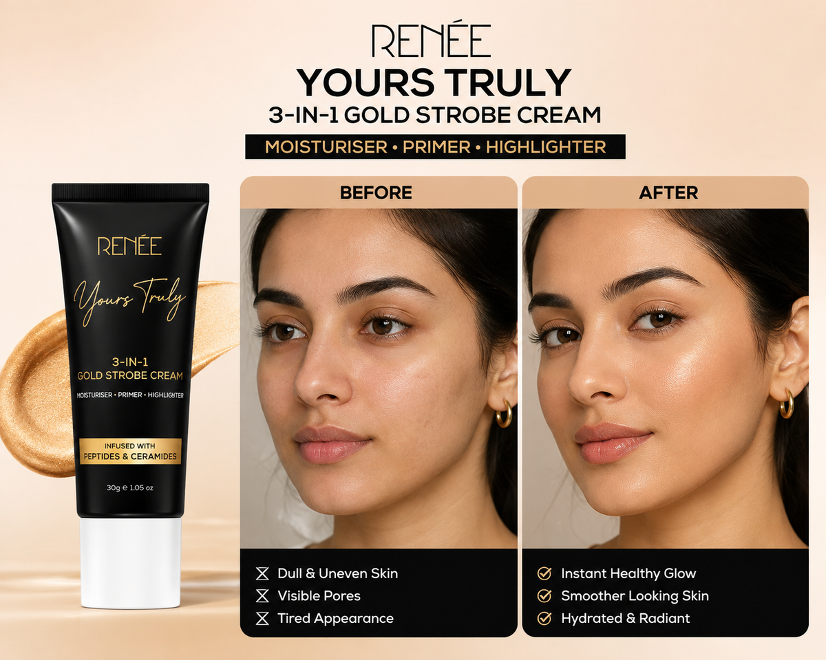 RENÉE Yours Truly 3-in-1 Gold Strobe Cream – Highlighter, Primer & Moisturizer
