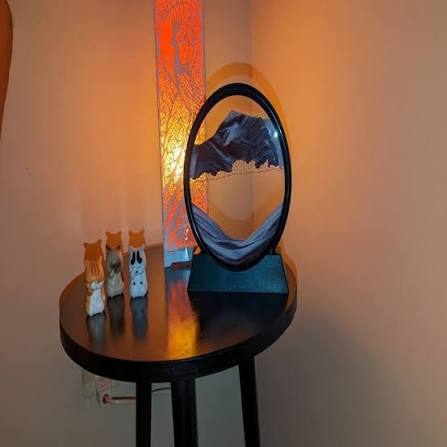 3D Moving Sand Art Lamp – Flowing Sand Painting Desk Decor with Glass Frame, Ambient Home & Office Ornament