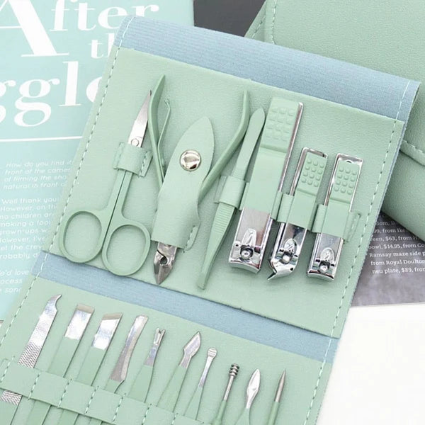 16-Piece Manicure & Pedicure Kit – Professional Stainless Steel Nail Care Set with Travel Case